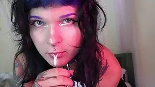 POV: your Goth Stepsis Gags on your Dick
