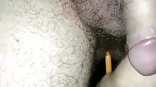 night fun with a cock with a handle in the ass