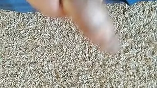 Stroking my long veiny black nightstick in the living room