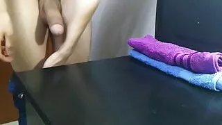 COCK FROTTING: Twink Fucking TOWELS and Cumming Huge LOAD