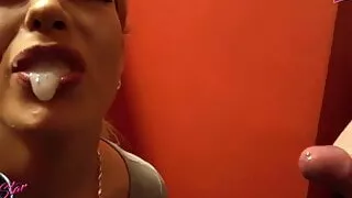 German homemade threesome blowjob in mmf with cum in mouth for MILF