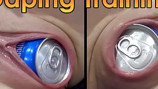 Tiffany trains her pussy with a can of Pepsi