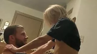 LittleVaginaMouth riding MrBossstepDaddy large cock