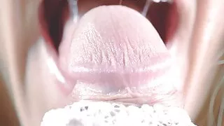 Sensual tongue teasing blowjob and perfectly ruined orgasm