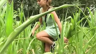 Young skinny teen girls like to play outdoors - lesbian gals