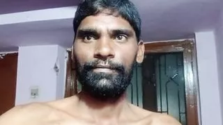Rajesh masturbating, spitting on cock & cumming in glass 2