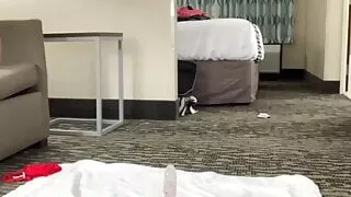 Blonde with enormous tits riding a dildo