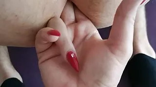 Femdom finger urethra prostate milking slave with strapon