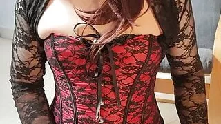 Crossdressing in Pantyose und weißem klebrigen Gleitgel, schnelles Sperma!