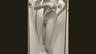 Maja – Amateur wife takes sexy shower (sepia effect)