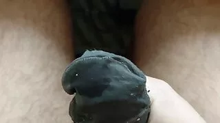 Cum in stepmom's nylon sock