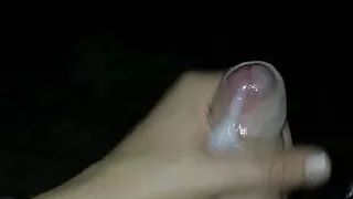 hairy teen boy masturbating and cumming outdoor