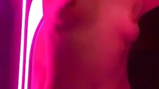 Striptease and masturbation in the tanning salon