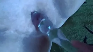 Glass dildo in sexy bbw pussy