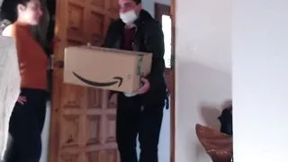 Delivery man receives an intense blowjob from a stranger