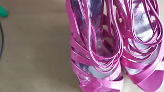 Pink lipsy heels get cummed
