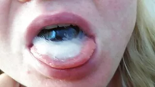 Handjob and cum on mouth