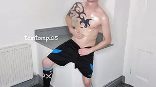 Oiling up my body and cock