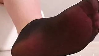 Wide feet in short nylon socks #8