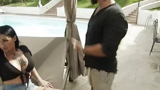Lady Muffin and Tommy A Canaglia fuck by the pool