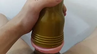 FLESHLIGHT CREAMPIE: Hot Guy Cumming Inside Sexy Toy