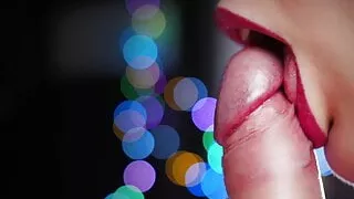 Sucking like a Lollipop, licking frenulum, close-up