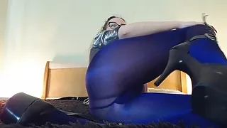 Ultra Blue pantyhose seduction from BadAssBitch