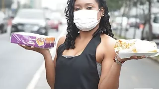 Tremendous Peruvian brunette seller gets caught by pervert