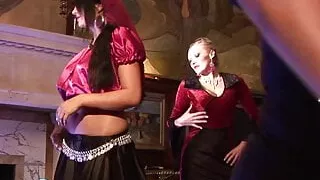 Busty brunette bends over and takes this long cock from behind