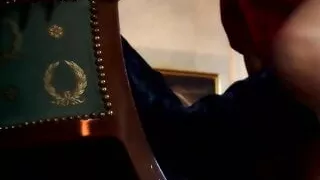 Mystery man walks into busty blonde's room to get his tool