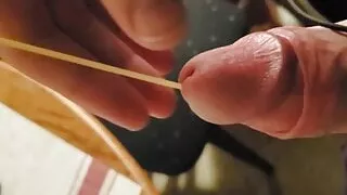 Precum fountain - sounding with spaghetti