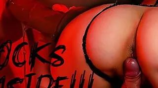 Double penetration creampie. Sucking dildo and fucking