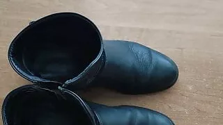 Cum on stepmom's ankle strap boots