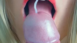 Licking my husband's cock until he is cumming on my face