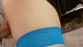 Lovely chick gives head and takes cock from the gloryhole