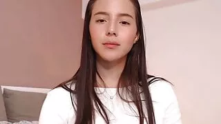 Skinny Colombian with an angelic face seduces you in her bed