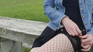 Ainoa walks through the park without panties