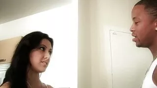 Huge ebony dick stretches out perfect young white babysitter