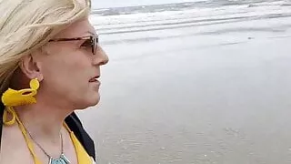 Mrs Samantha going for a walk on the beach