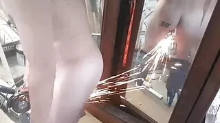 worker who has fire in the ass and makes sparks