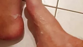 Cumshot on my sexy feet