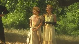 Erotic lesbians romance passionately in the wild