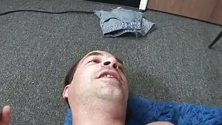 Sexy femdom handjob slut dominates perv