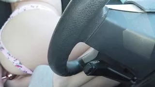 Horny slut Plugging her ass at the gas station