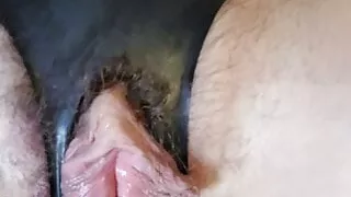 Masturbation with glass dildo and latex pants - munichgold