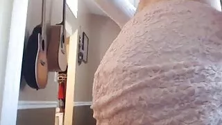 Amateur massage ass with cream close up