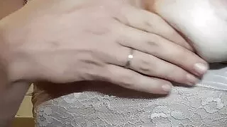 She's touching her boobs