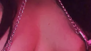 Playing - My natural tits with clamps