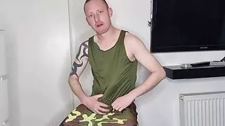 Hard ginger cock, army dress
