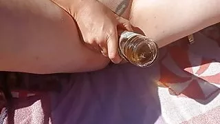 He sticks a beer in my pussy and he drinks it!